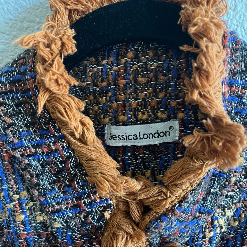 Jessica London Multicolor Tweed Blazer with Fringe - Picture 4 of 13